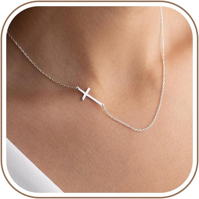 Dainty 14K Gold Plated Cross Necklace for Women Jewelry Gifts Trendy | Small Cross Pendant Choker Necklaces for Women Her. Baptism Religious Faith Christian Jewelry Gifts. First Communion Gifts