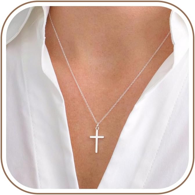 Dainty 14K Gold Plated Cross Necklace for Women Jewelry Gifts Trendy | Small Cross Pendant Choker Necklaces for Women Her. Baptism Religious Faith Christian Jewelry Gifts. First Communion Gifts
