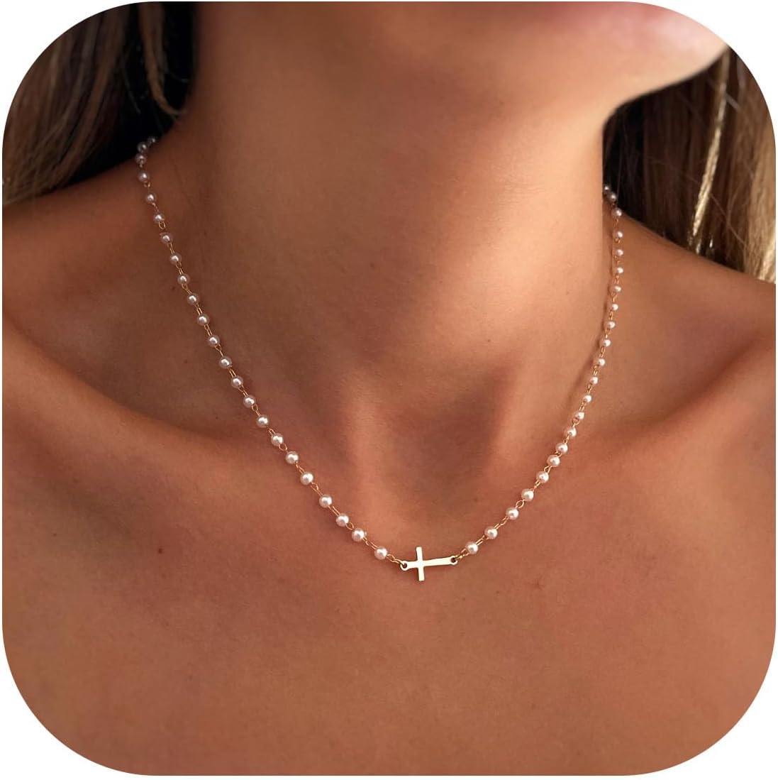 Dainty 14K Gold Plated Cross Necklace for Women Jewelry Gifts Trendy | Small Cross Pendant Choker Necklaces for Women Her. Baptism Religious Faith Christian Jewelry Gifts. First Communion Gifts
