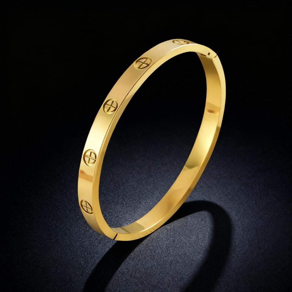 Womens Stackable Floral Gold Bracelets - 4Pcs 18K Gold Plated Bracelet | Stainless Steel Bangle Bracelets Non Tarnish. Gold Bracelet Set Trendy Jewelry.Christmas Valentines Birthday Gifts