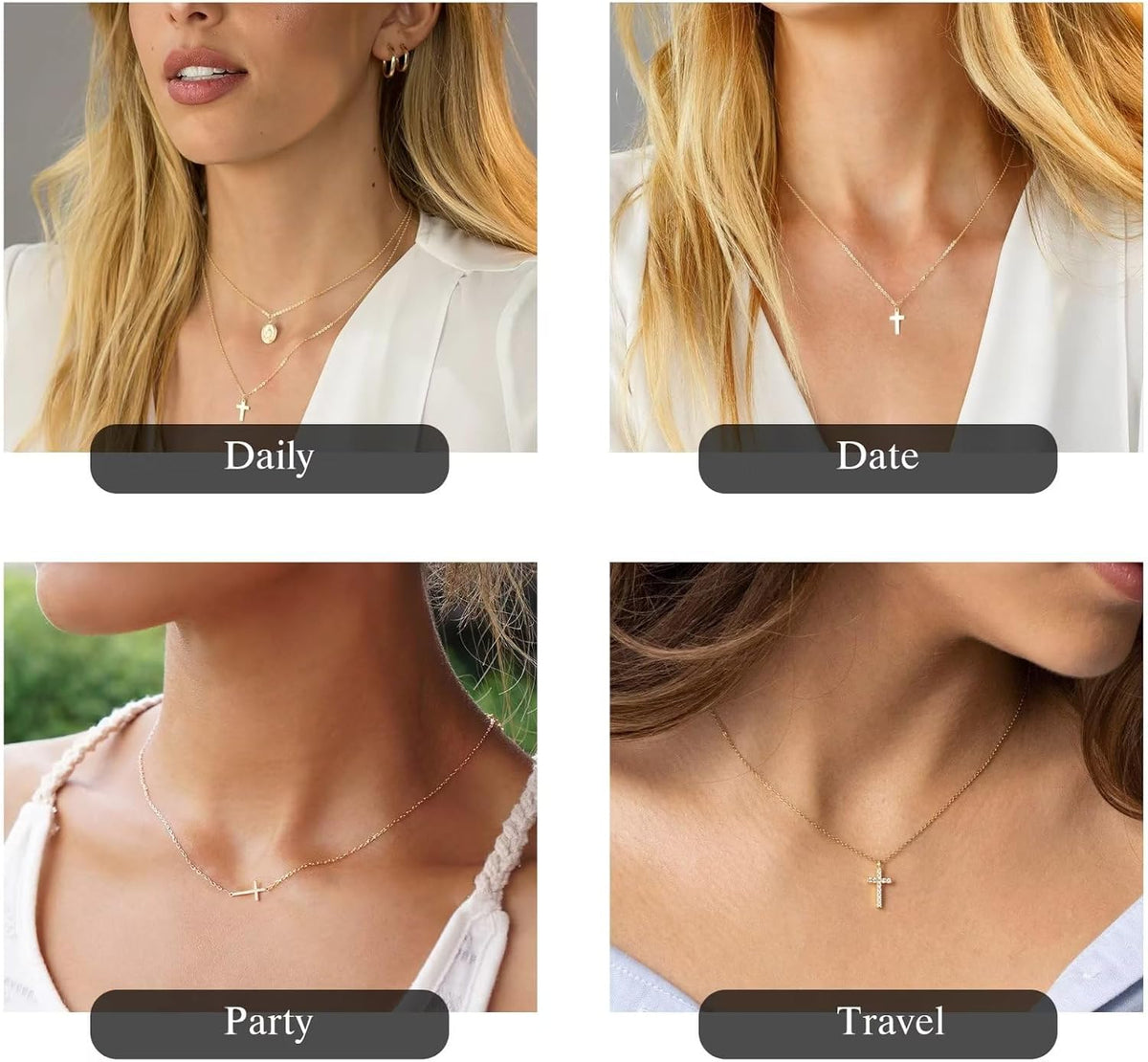 Dainty 14K Gold Plated Cross Necklace for Women Jewelry Gifts Trendy | Small Cross Pendant Choker Necklaces for Women Her. Baptism Religious Faith Christian Jewelry Gifts. First Communion Gifts