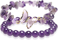 Butterfly Bracelets Healing Bracelet Charm Jewelry Gift with Beaded Bracelets Purple Bracelet for Women (Purple)