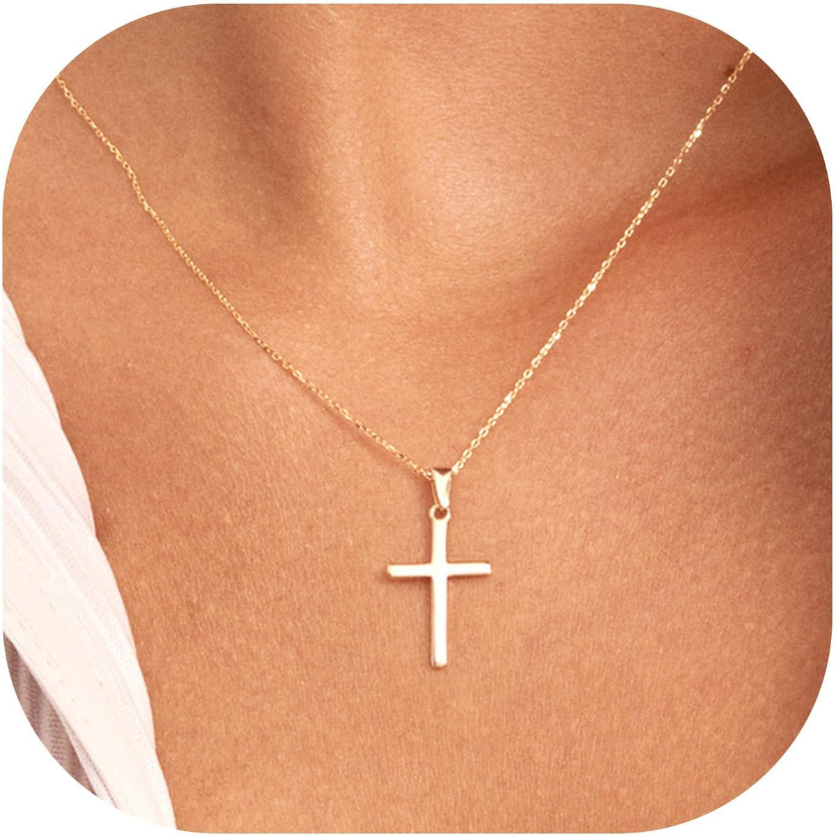 Dainty 14K Gold Plated Cross Necklace for Women Jewelry Gifts Trendy | Small Cross Pendant Choker Necklaces for Women Her. Baptism Religious Faith Christian Jewelry Gifts. First Communion Gifts