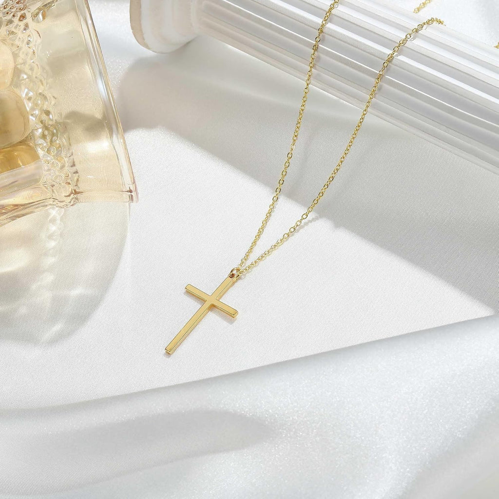 Dainty 14K Gold Plated Cross Necklace for Women Jewelry Gifts Trendy | Small Cross Pendant Choker Necklaces for Women Her. Baptism Religious Faith Christian Jewelry Gifts. First Communion Gifts