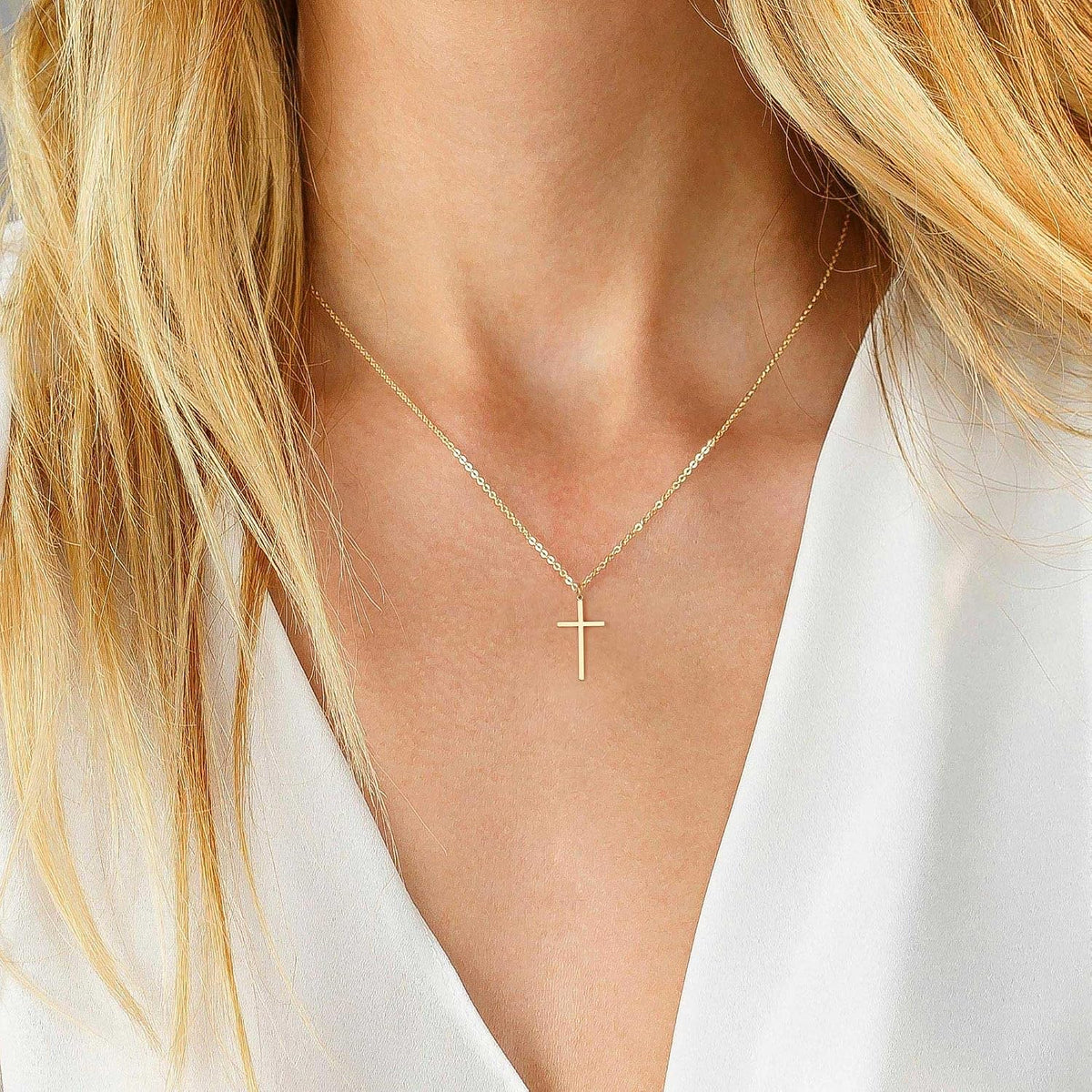 Dainty 14K Gold Plated Cross Necklace for Women Jewelry Gifts Trendy | Small Cross Pendant Choker Necklaces for Women Her. Baptism Religious Faith Christian Jewelry Gifts. First Communion Gifts